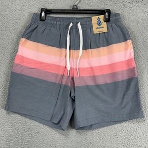 Chubbies The Sunset Stripe‎ Swim Trunks Mens Medium Grey Pink Board Shorts NEW